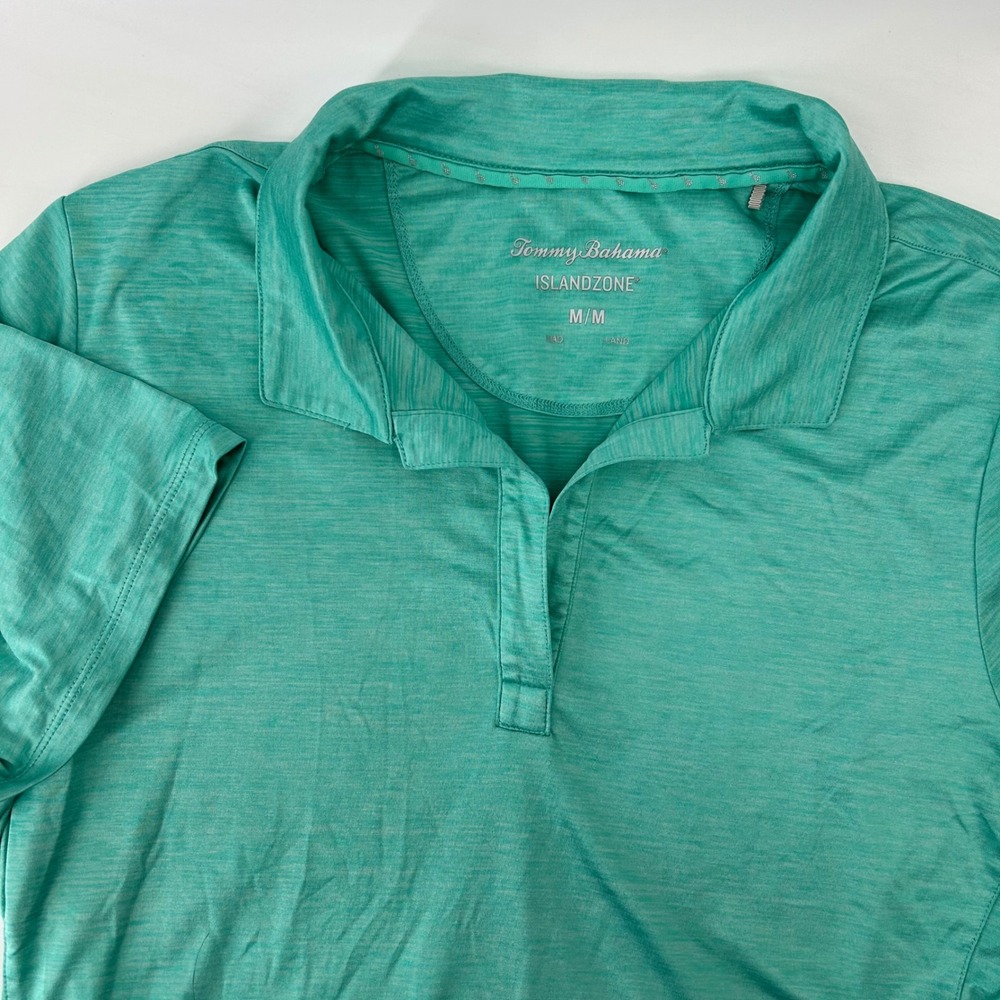 Tommy Bahama IslandZone Polo Shirt Womens Medium Teal Green Heather Short Sleeve